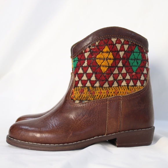 Vintage Shoes - Custom Leather Wool Booties sz 7.5